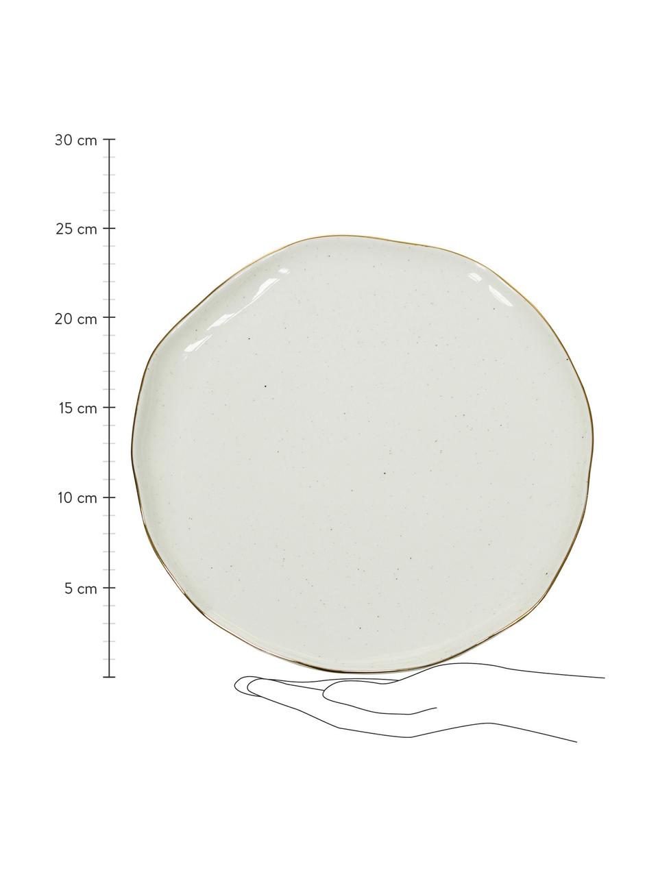 Platos llanos artesanales Bella, 2 uds., Porcelana, Blanco crema, Ø 26 x Al 3 cm