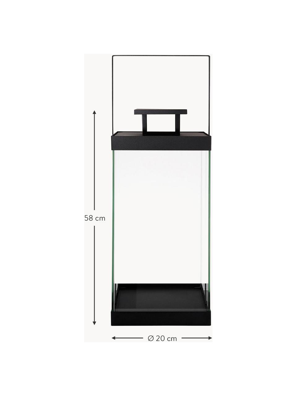 Farolillo grande Finca, Estructura: metal recubierto, Negro, transparente, Ø 20 x Al 58 cm