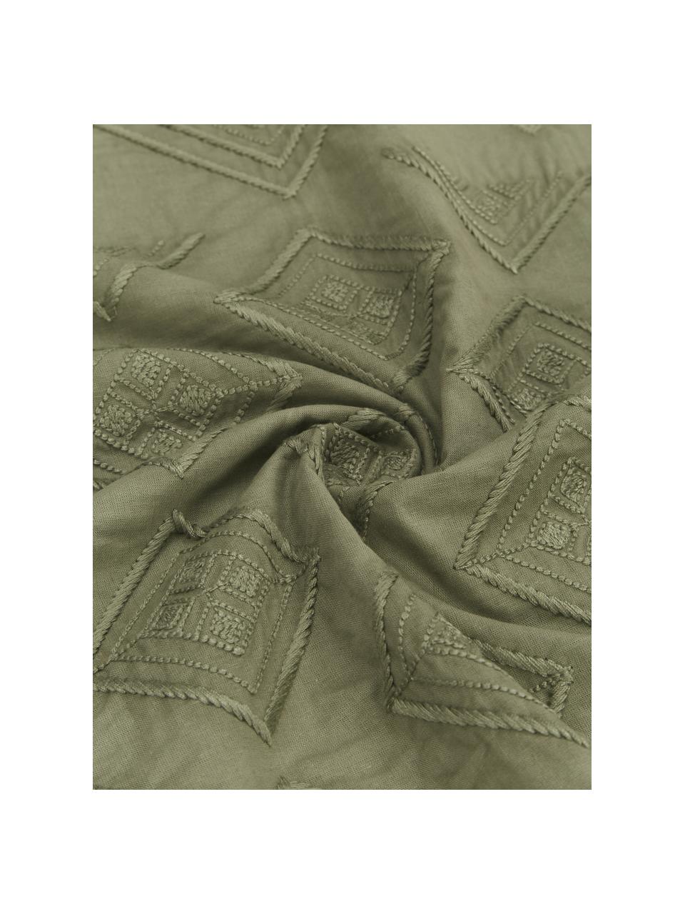 Taie d'oreiller 65x65 coton brodé vert Elaine, 2 pièces, 100 % coton
Densité du fil 140 fils au pouce carré, qualité standard

Le linge en coton procure une agréable sensation de douceur sur la peau, absorbe bien l'humidité et convient aux personnes allergiques, Vert, larg. 65 x long. 65 cm