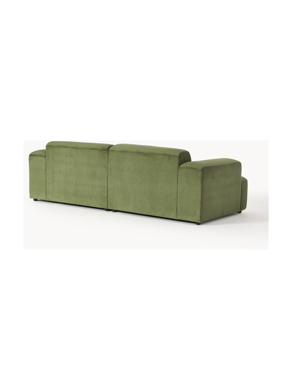 Cord-Sofa Melva (3-Sitzer), Bezug: Cord (92% Polyester, 8% P, Gestell: Massives Kiefernholz, Spa, Füße: Kunststoff Dieses Produkt, Cord Olivgrün, B 238 x T 101 cm