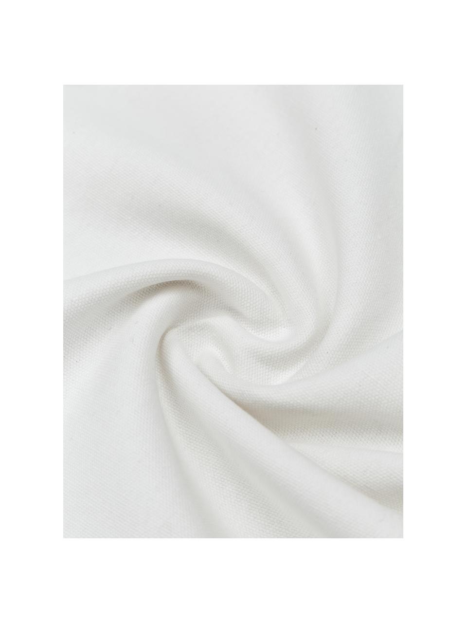 Bestickte Baumwoll-Kissenhülle Finca mit Fransen, 100% Baumwolle, Weiß, Schwarz, B 50 x L 50 cm