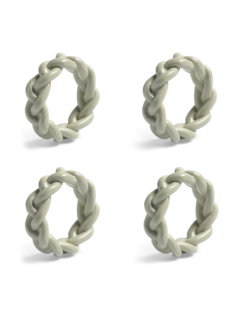 Serviettenringe Braid, 4 Stück, Polyresin, Grau, Ø 6 x H 2 cm