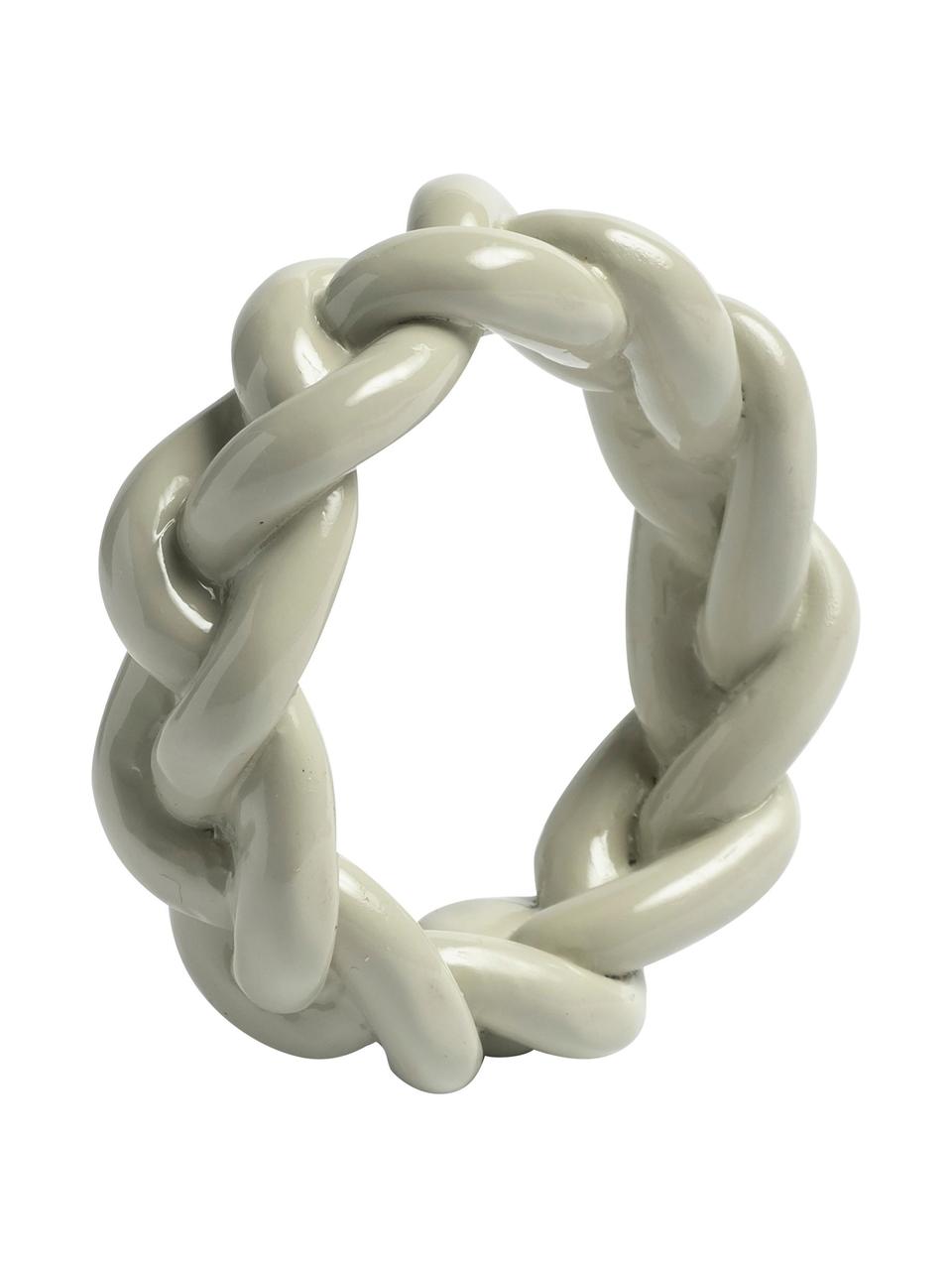 Servetringen Braid in grijs, 4 stuks, Polyresin, Grijs, Ø 6 x H 2 cm