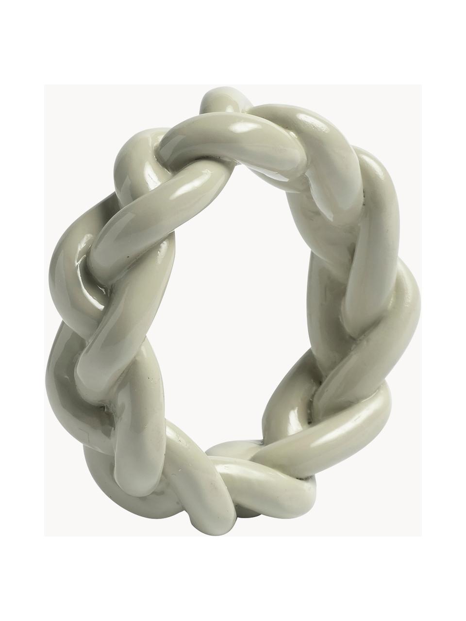 Serviettenringe Braid, 4 Stück, Polyresin, Grau, Ø 6 x H 2 cm