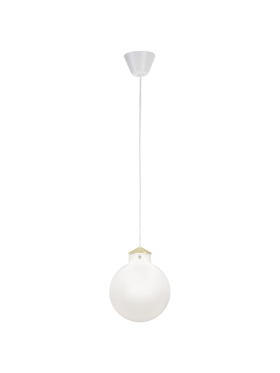 Hanglamp Raito van glas, Opaalglas, metaal, Opaalwit, messingkleurig, Ø 30  x H 37 cm