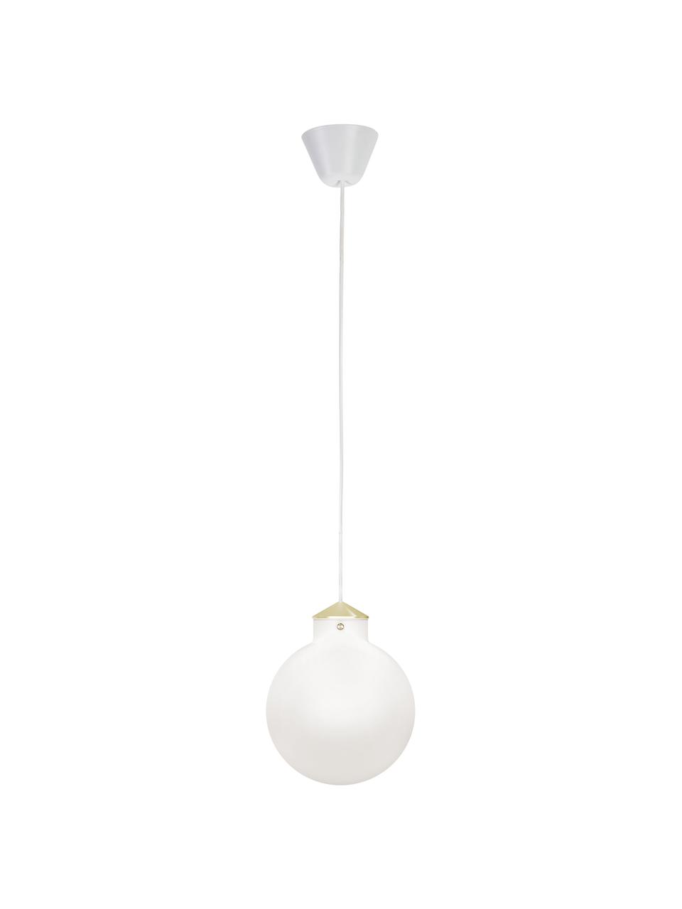 Lampa wisząca ze szkła Raito, Biały, opalowy, odcienie mosiądzu, Ø 30 x W 37 cm