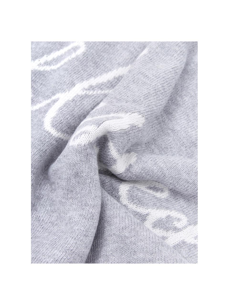 Federa reversibile fatta a maglia fine Besina, 100% cotone, Grigio chiaro, bianco crema, Larg. 30 x Lung. 50 cm