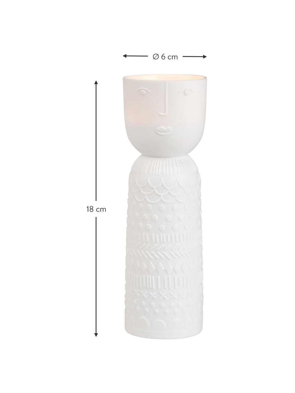 Świecznik z porcelany na tealighty Lucia, Porcelana, Biały, Ø 6 x W 18 cm