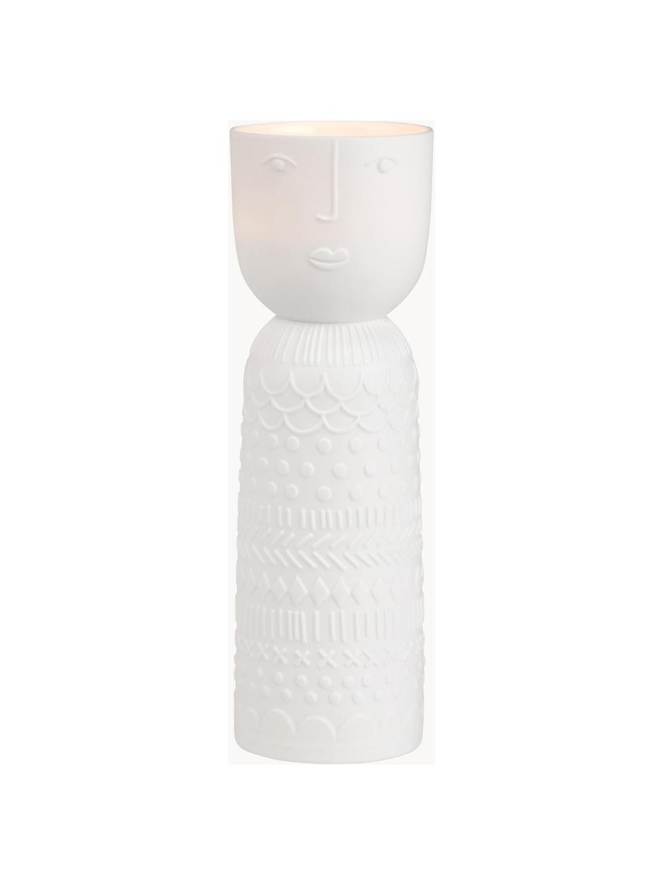 Porcelánový svícen na čajovou svíčku Lucia, Porcelán, Bílá, Ø 6 cm, V 18 cm