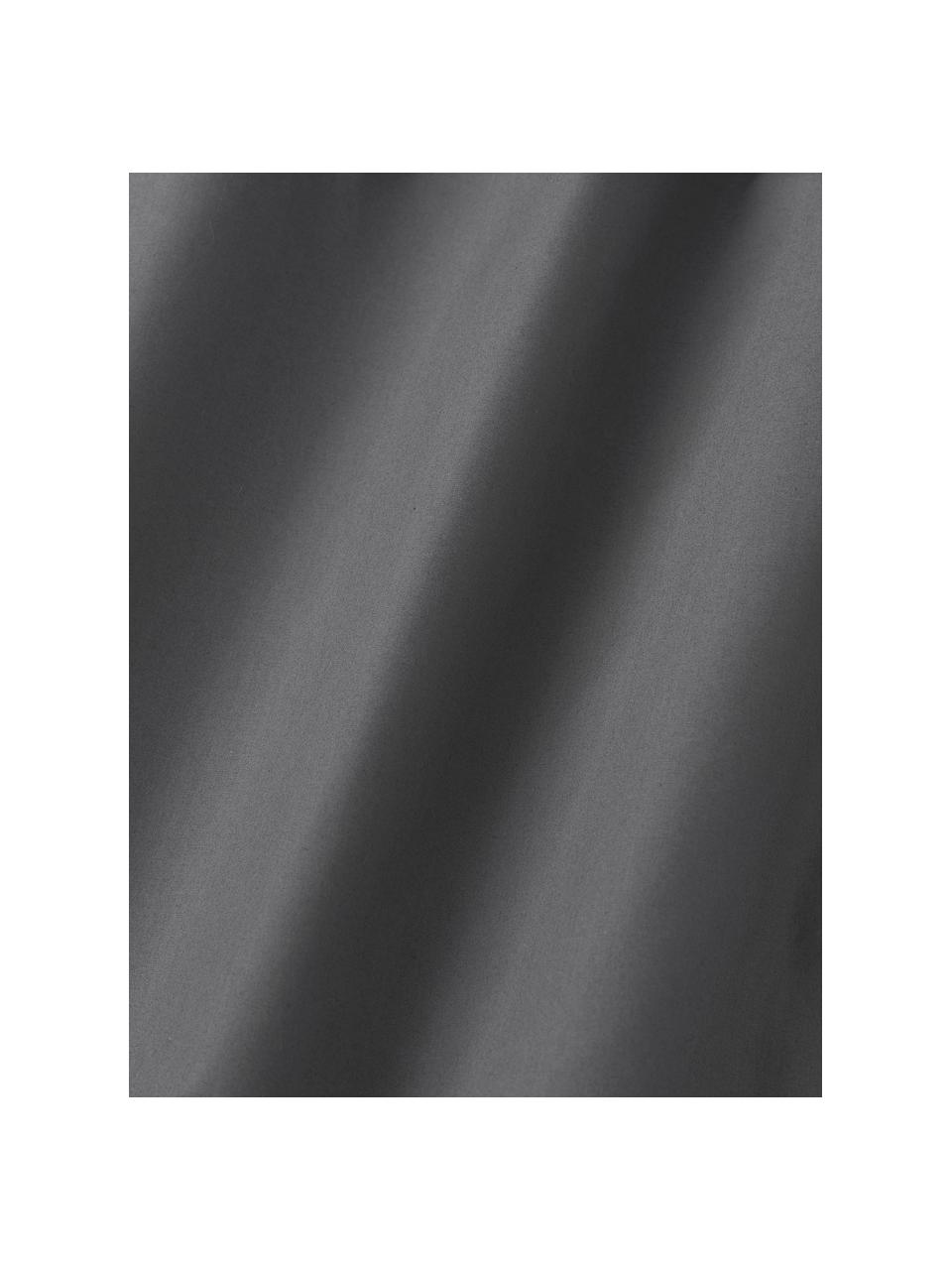Topper hoeslaken Elsie, katoen perkal, Weeftechniek: perkal, Antraciet, B 140 x L 200 cm, H 15 cm