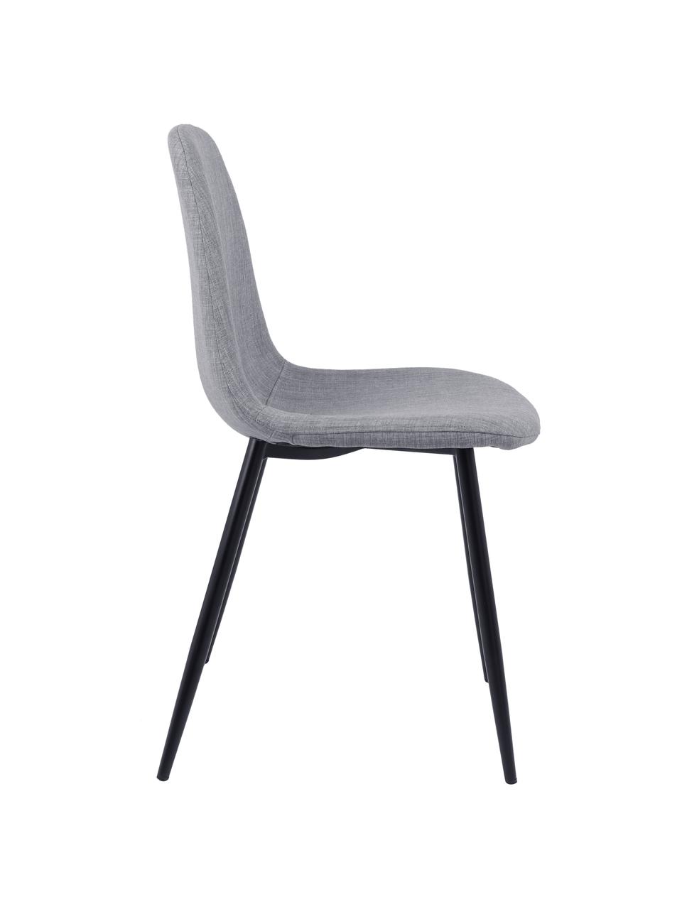 Gestoffeerde stoelen Karla, 2 stuks, Bekleding: 100% polyester, Poten: metaal, Geweven stof lichtgrijs, zwart, B 44 x D 53 cm