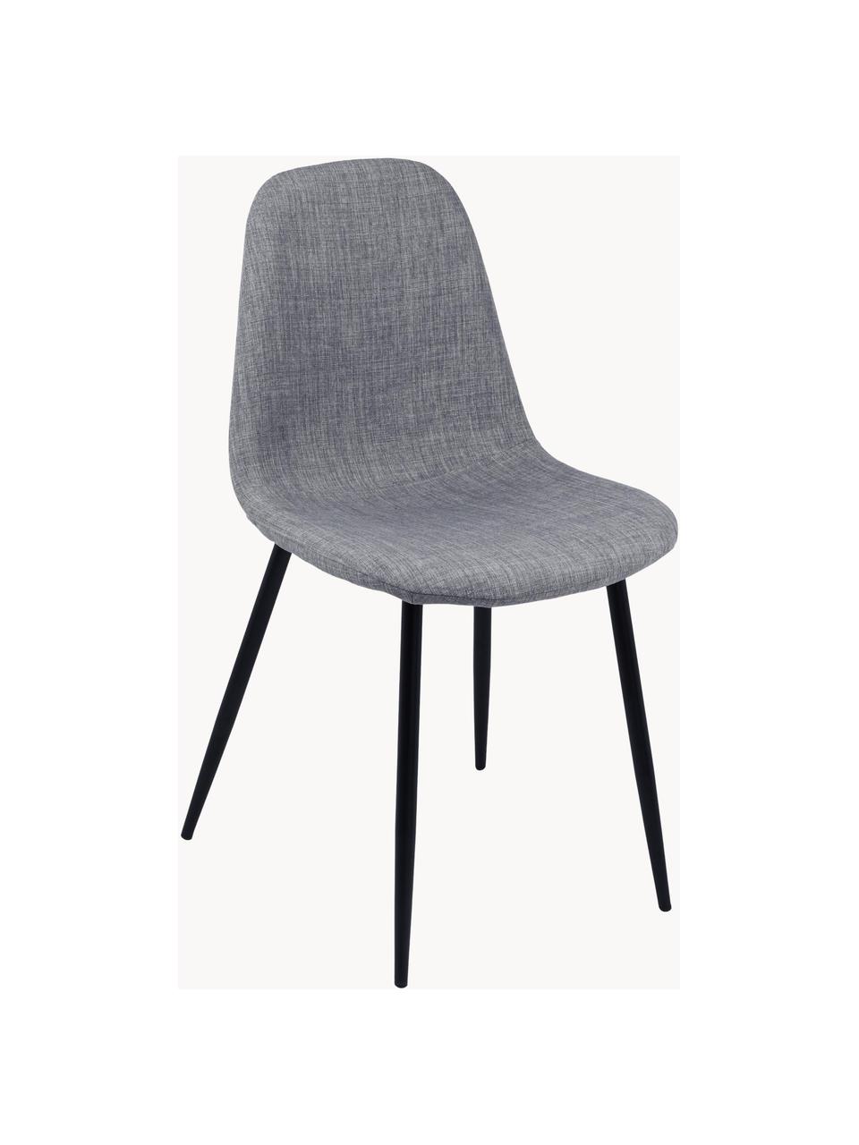 Gestoffeerde stoelen Karla, 2 stuks, Bekleding: 100% polyester, Poten: metaal, Geweven stof lichtgrijs, zwart, B 44 x D 53 cm