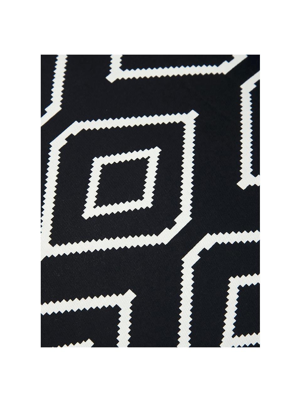 Housse de coussin 40x40 noir et blanc Gracie, 100 % coton, natté, Noir, crème, Larg. 40 x long. 40 cm