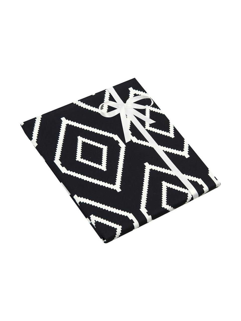 Housse de coussin 40x40 noir et blanc Gracie, 100 % coton, natté, Noir, crème, Larg. 40 x long. 40 cm