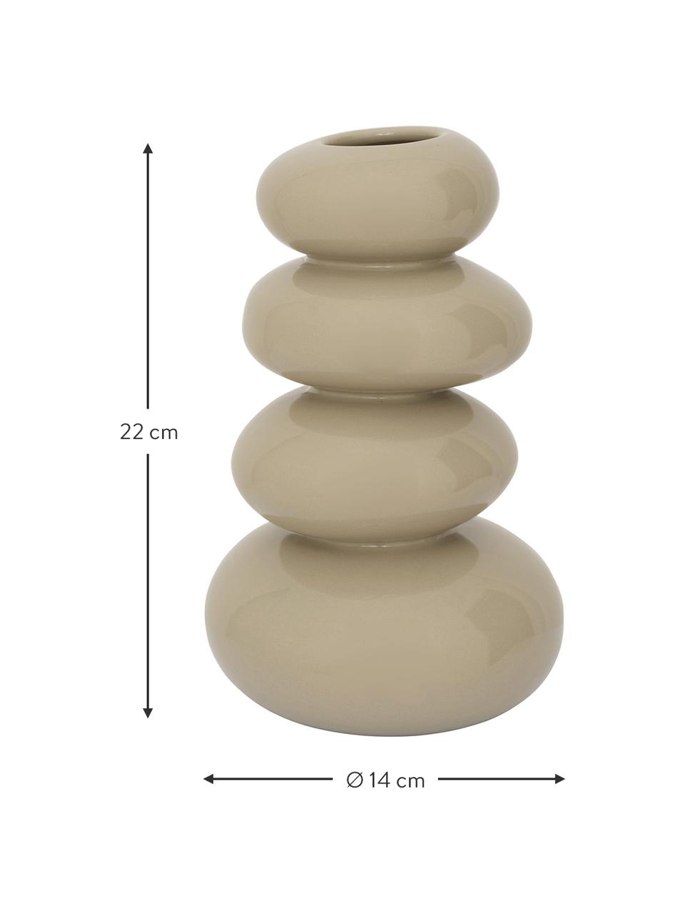 Vase fait main beige Pebbles, Grès cérame, Beige, brillant, Ø 14 x haut. 22 cm