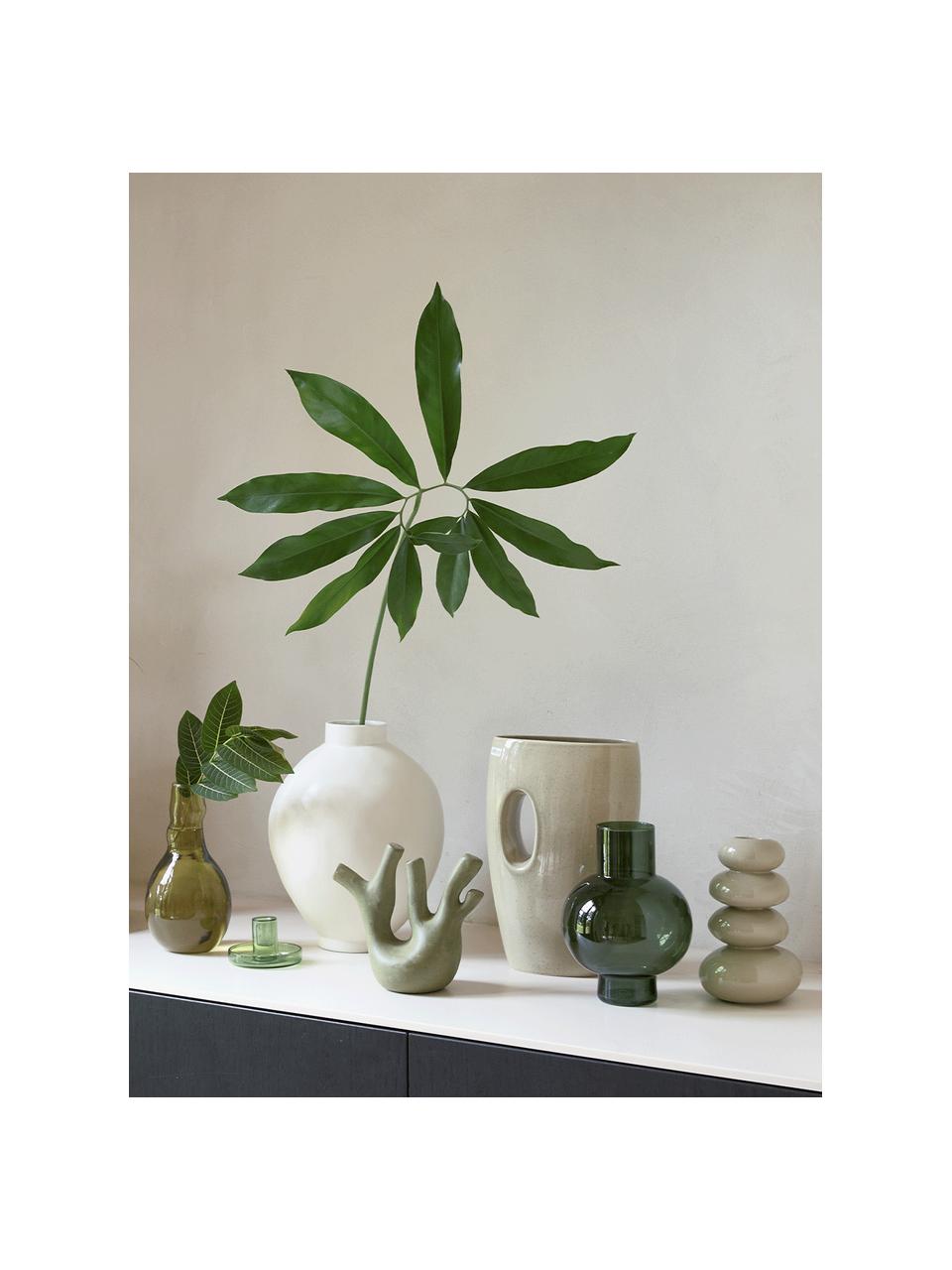 Ručně vyrobená váza Pebbles, Kamenina, Béžová, lesklá, Ø 14 cm, V 22 cm