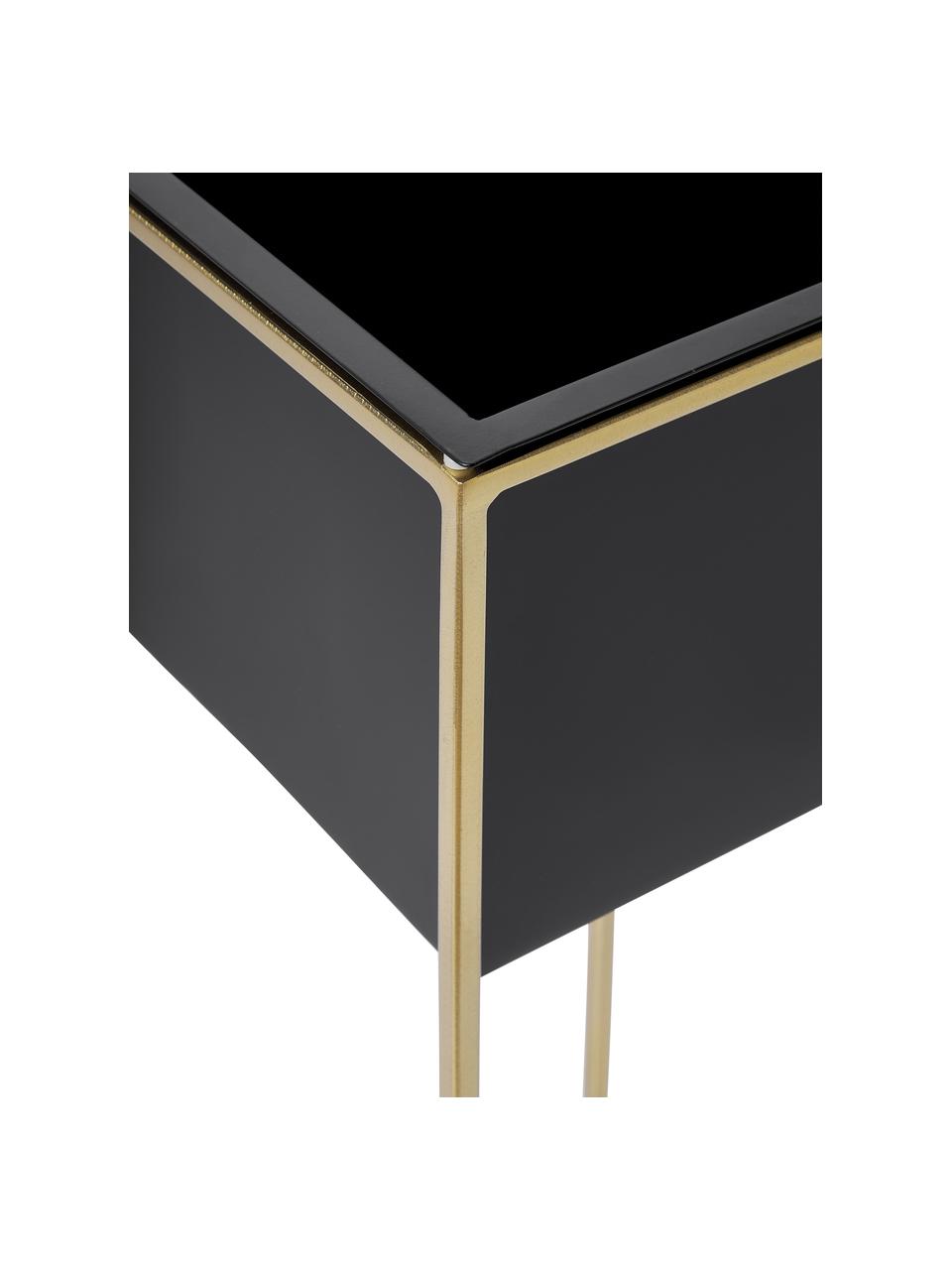 Komplet osłonek na doniczkę z metalu Leilani, 2 elem., Metal malowany proszkowo, Odcienie złotego, czarny, S 30 x W 70 cm