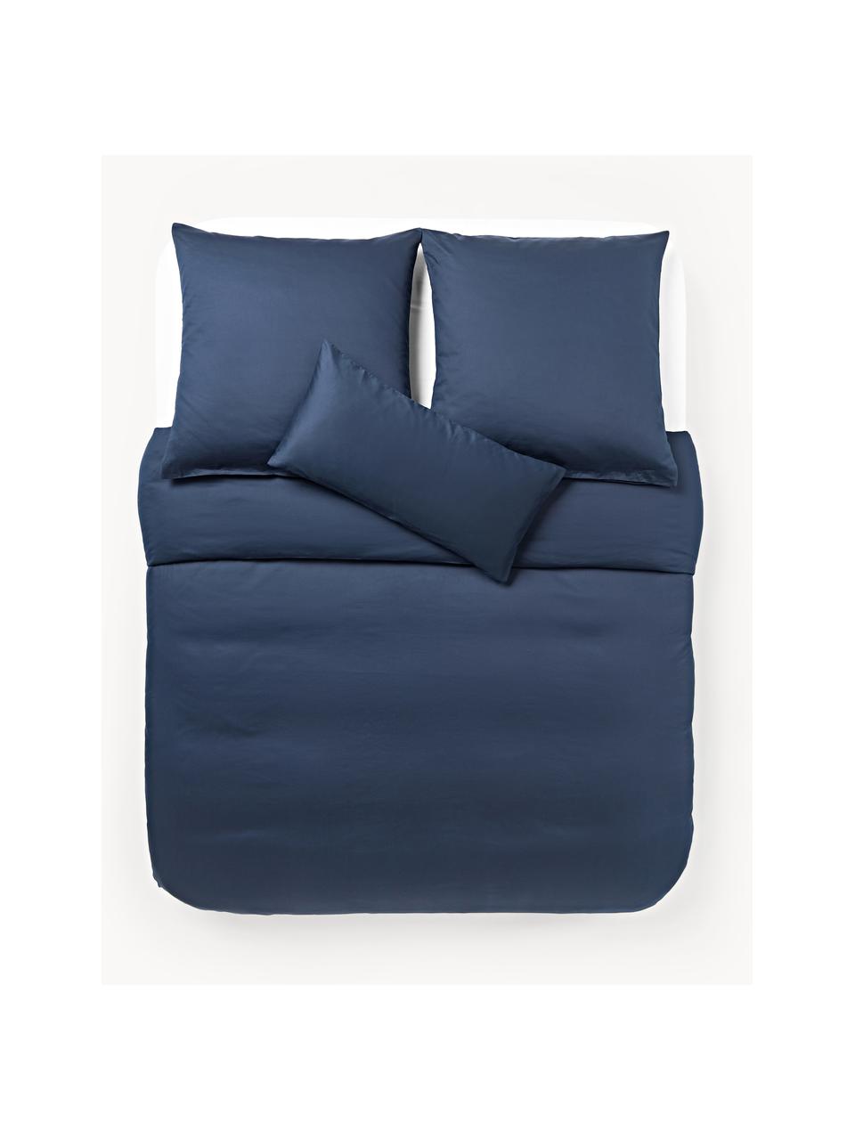 Baumwollsatin-Bettdeckenbezug Comfort, Webart: Satin Fadendichte 300 TC,, Dunkelblau, B 200 x L 200 cm