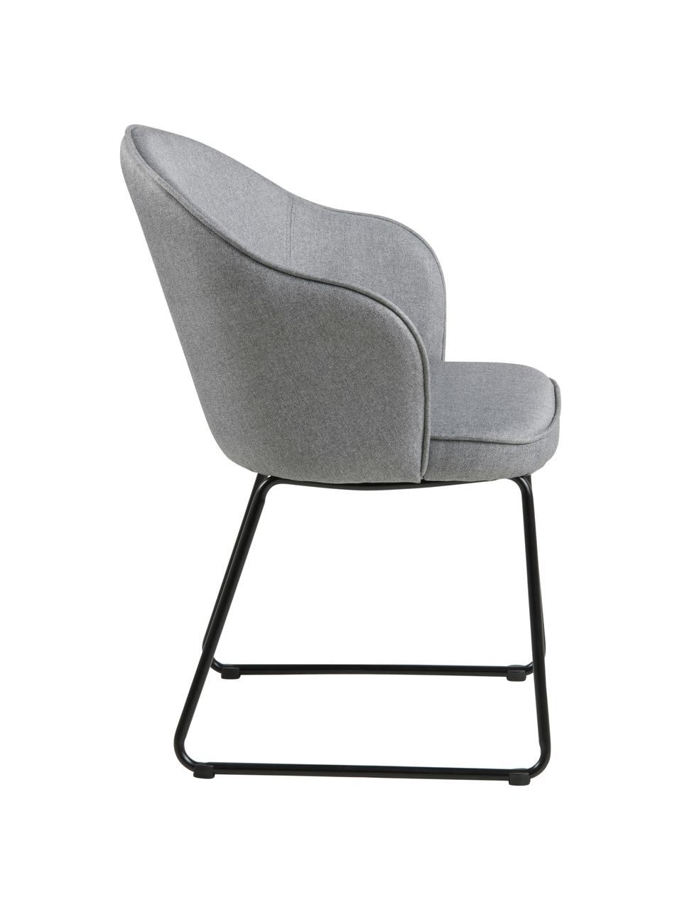 Židle s područkami Mitzie, Světle šedá, černá