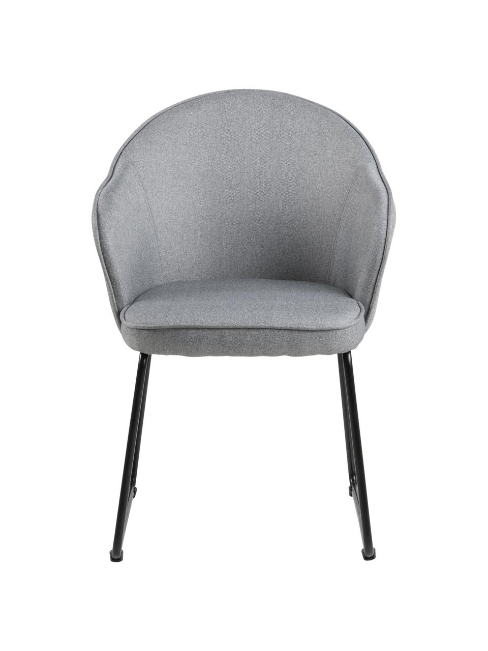 Chaise design Mitzie, Tissu gris clair, pieds noir