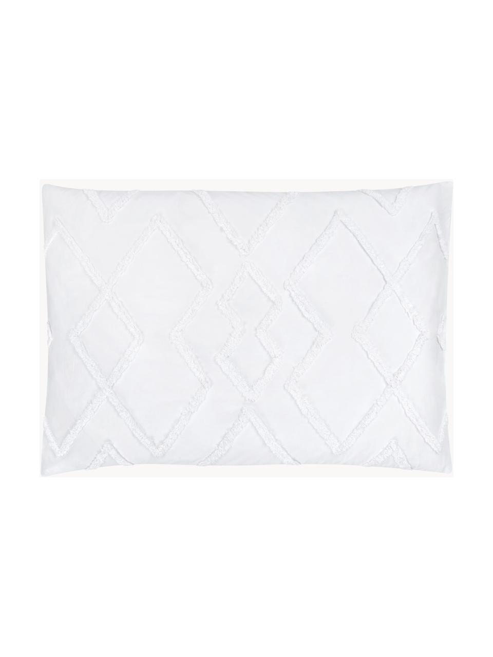 Funda de almohada texturizada de percal Faith, Blanco, An 50 x L 70 cm