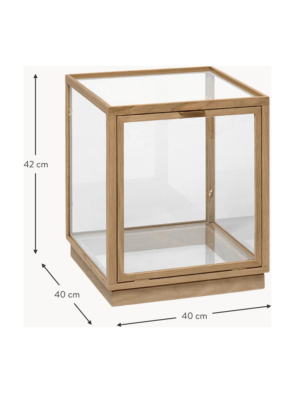 Vitrína z dubového dřeva Miru, Světlé dubové dřevo, transparentní, Š 40 cm, V 42 cm