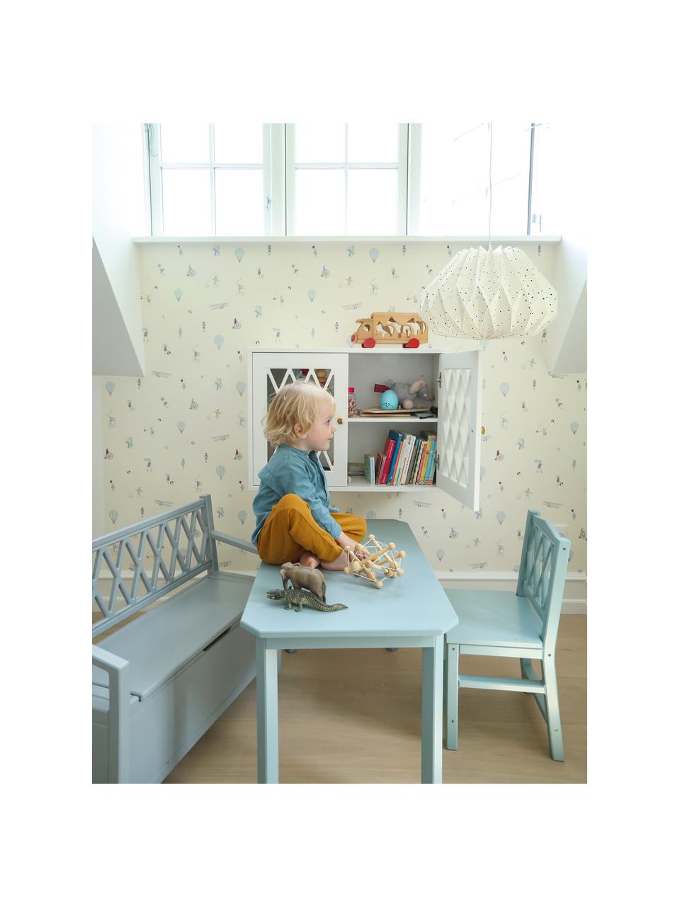 Table en bois pour enfants Harlequin, Bois de bouleau, MDF (panneau en fibres de bois à densité moyenne), peinte avec une peinture sans COV, Bleu, larg. 79 x haut. 47 cm