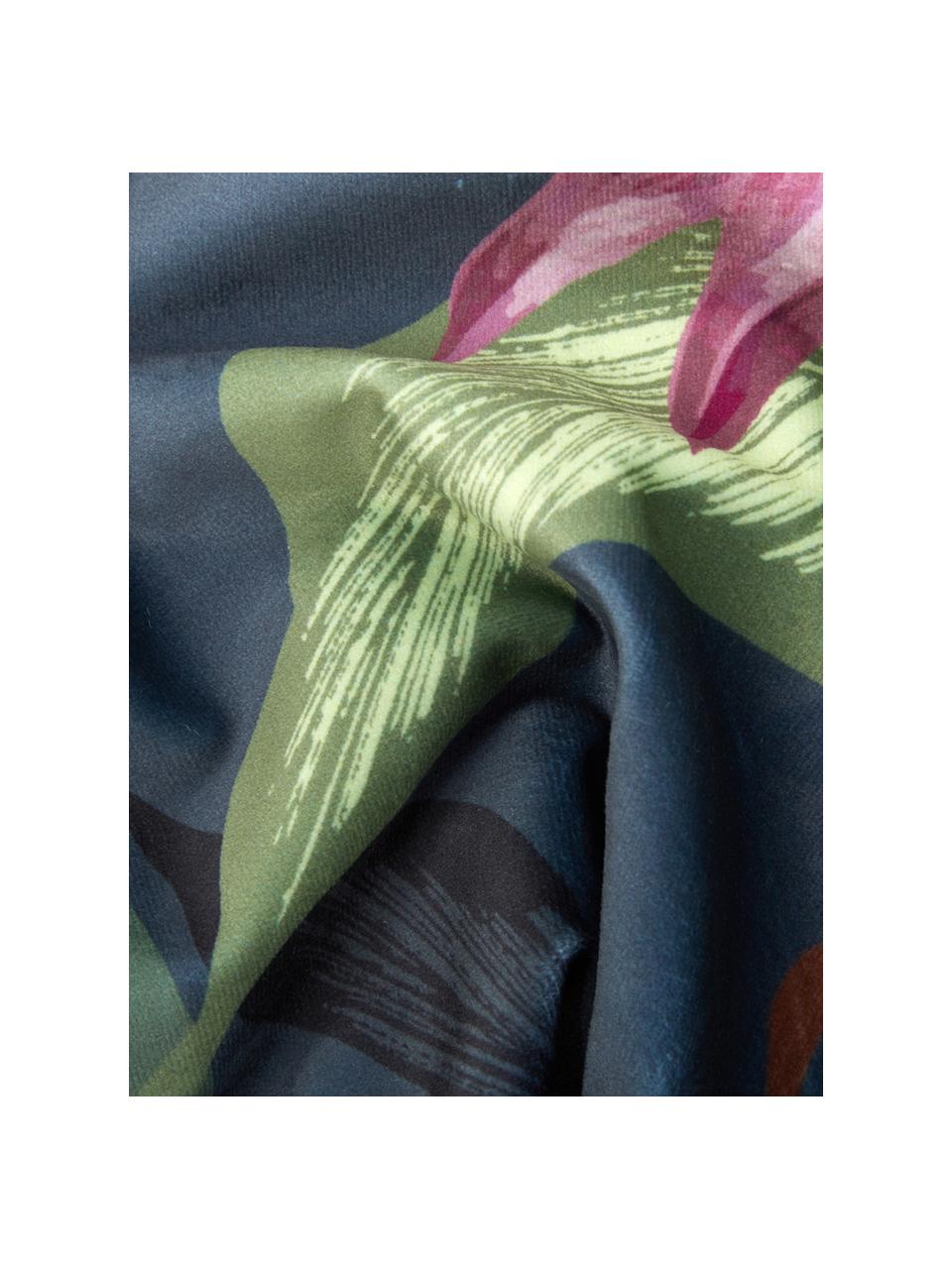 Sametový povlak na polštář s třásněmi Flora, Více barev Třásně: tmavě zelená