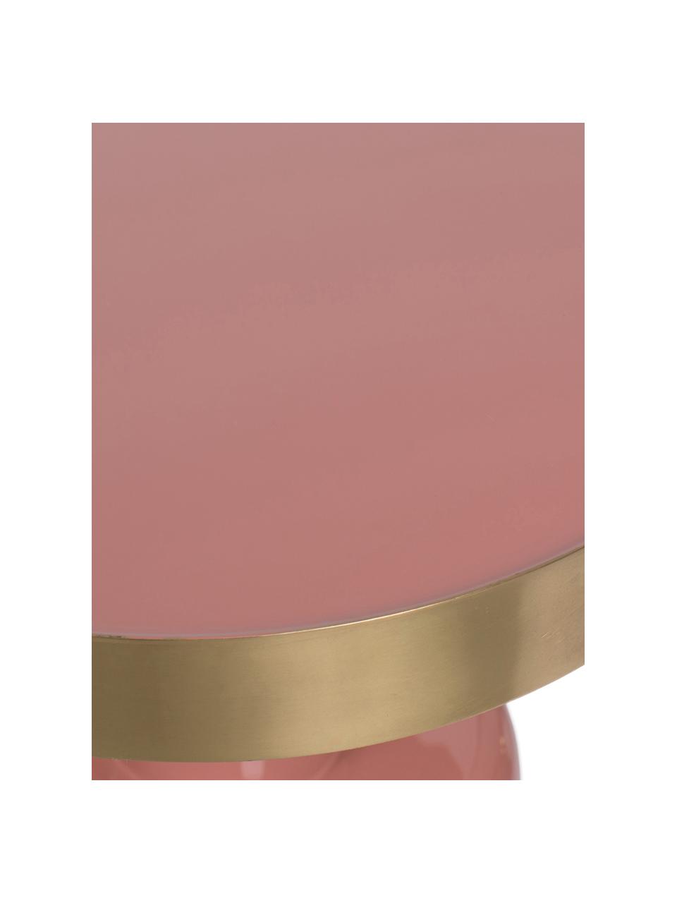 Stolik pomocniczy emaliowany Glam, Blat: metal emaliowany, Stelaż: metal malowany proszkowo, Blady różowy, Ø 36 x W 51 cm
