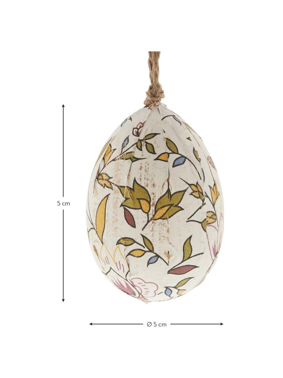 Œuf de Pâques artisanal à suspendre Essilia, 3 pièces, Plastique, Blanc, tons verts, Ø 5 x haut. 5 cm