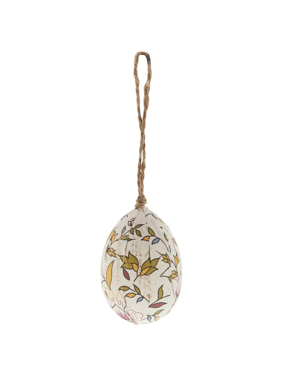 Œuf de Pâques artisanal à suspendre Essilia, 3 pièces, Plastique, Blanc, tons verts, Ø 5 x haut. 5 cm