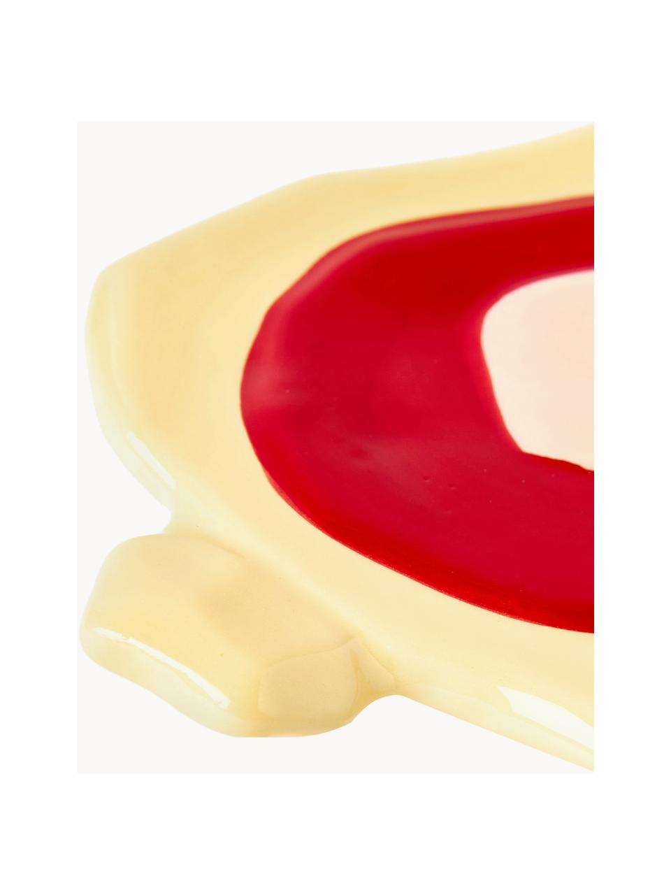 Ručně malovaný porcelánový servírovací talíř Chunky, 19 x 12 cm, Porcelán, Žlutá, oranžová, červená, růžová, Š 19 cm, H 12 cm