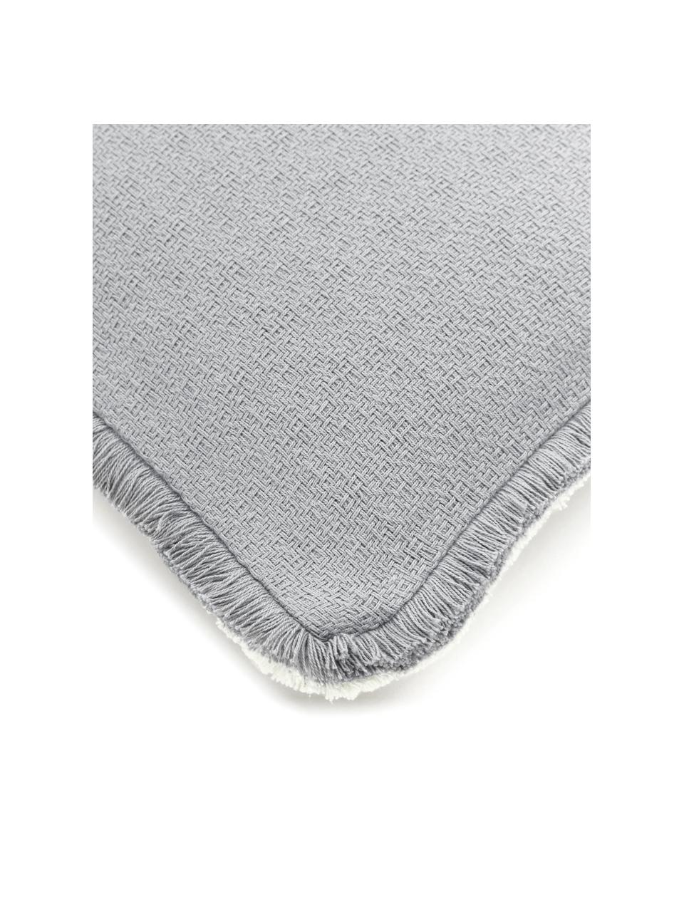 Oboustranný povlak na polštář s třásněmi Loran, 100 % bavlna, Šedá, Š 40 cm, D 40 cm