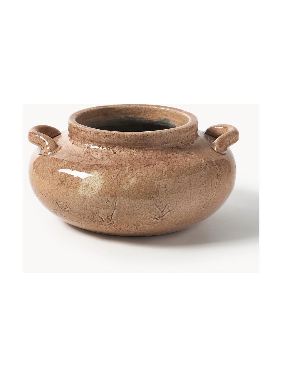 Vaso in terracotta Veda, alt. 16 cm, Terracotta smaltata, Nocciola, Larg. 34 x Alt. 16 cm