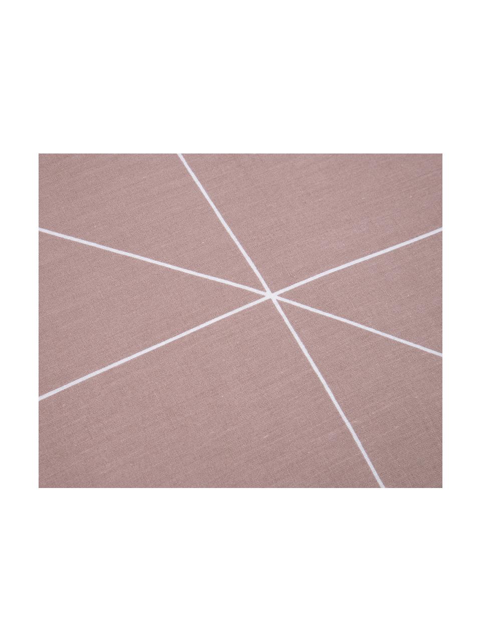 Biancheria da letto reversibile in cotone ranforce Marla, Malva & bianco, fantasia, 255 x 200 cm, 3 pz