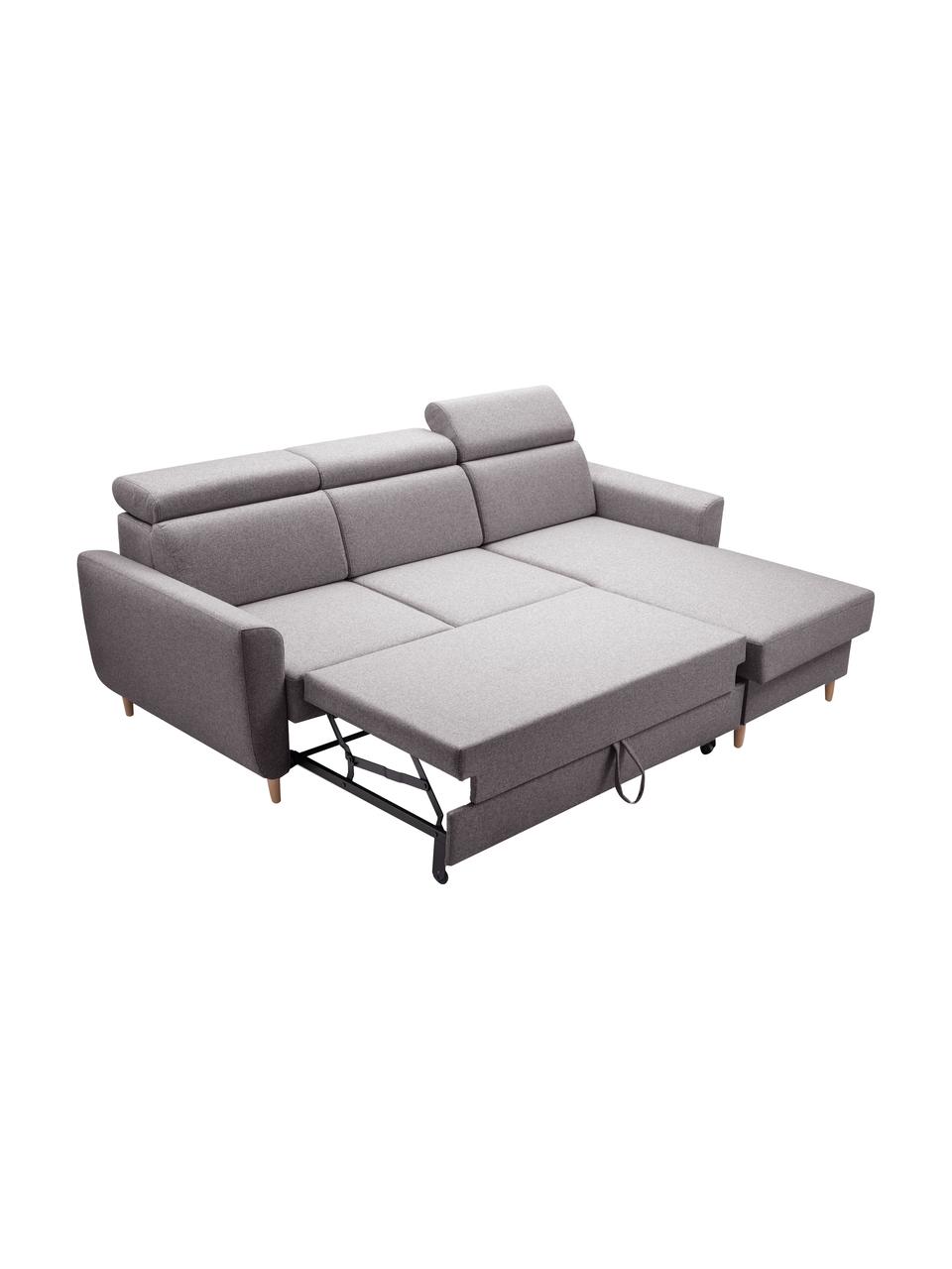 Sofá cama rinconero Gusto, con espacio de almacenamiento, Tapizado: 100% poliéster, Gris, An 235 x F 170 cm