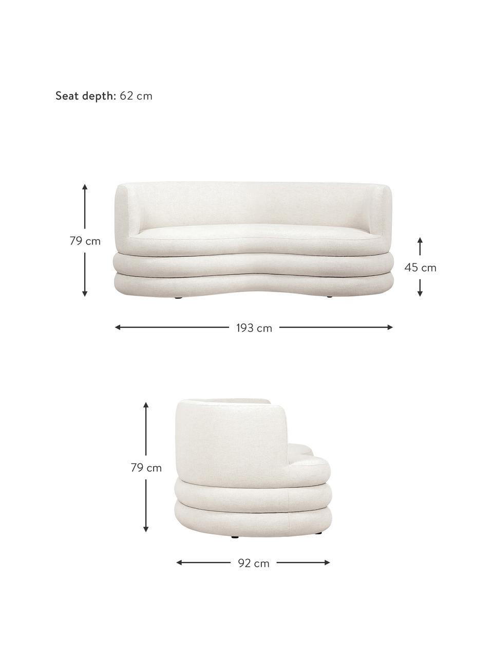 Designová bouclé pohovka Solomon (3místná), Krémově bílá, Š 193 cm, H 92 cm