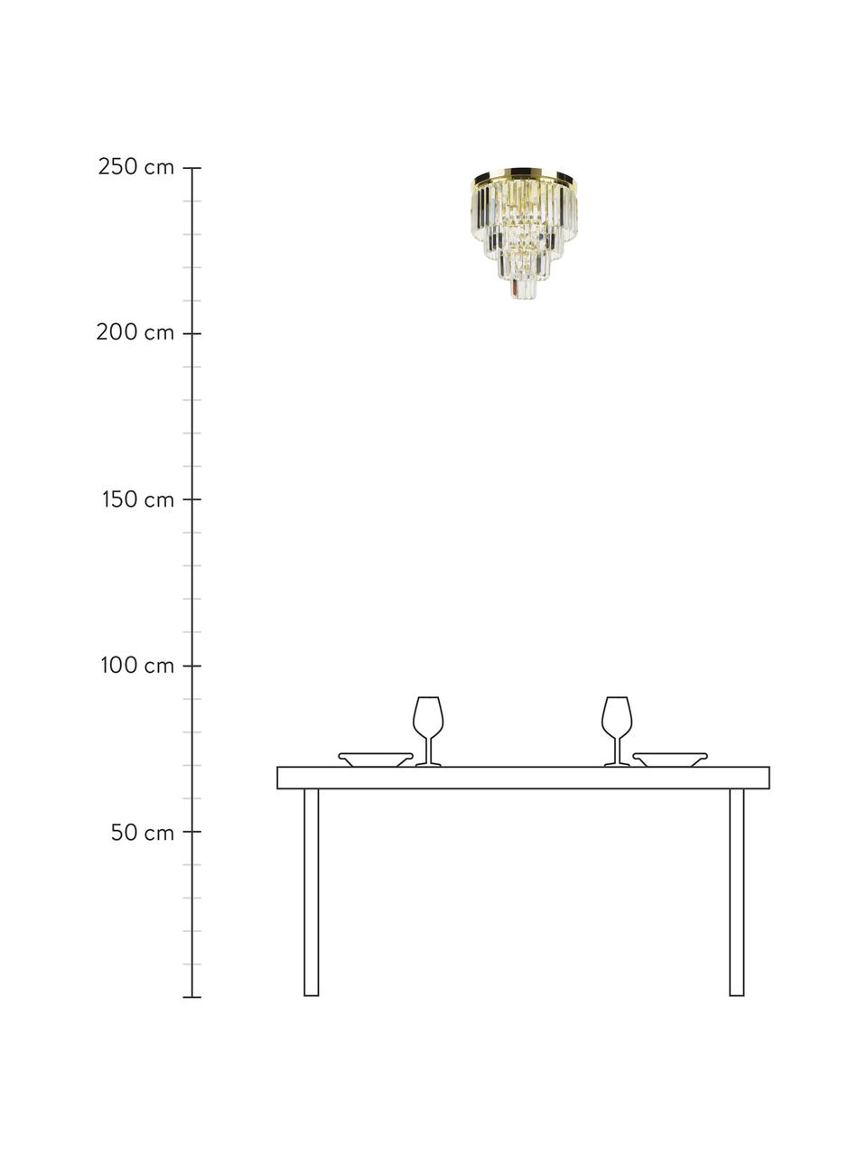 Krištáľová stropná lampa Gracja, Odtiene zlatej, priehľadná, Ø 40 x V 40 cm
