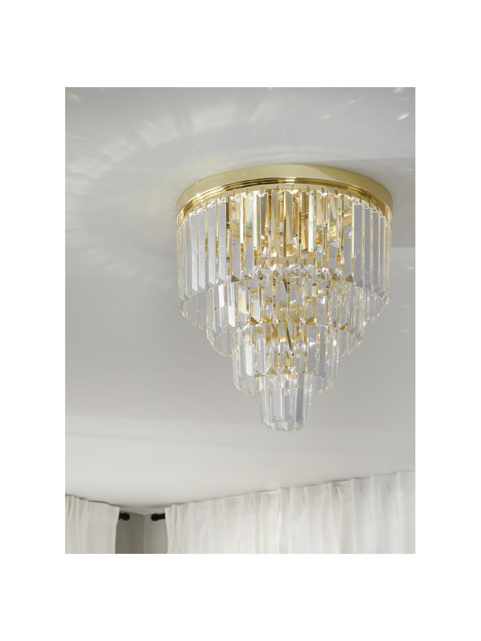 Lampa sufitowa ze szkła kryształowego Gracja, Odcienie złotego, transparentny, Ø 40 x W 40 cm