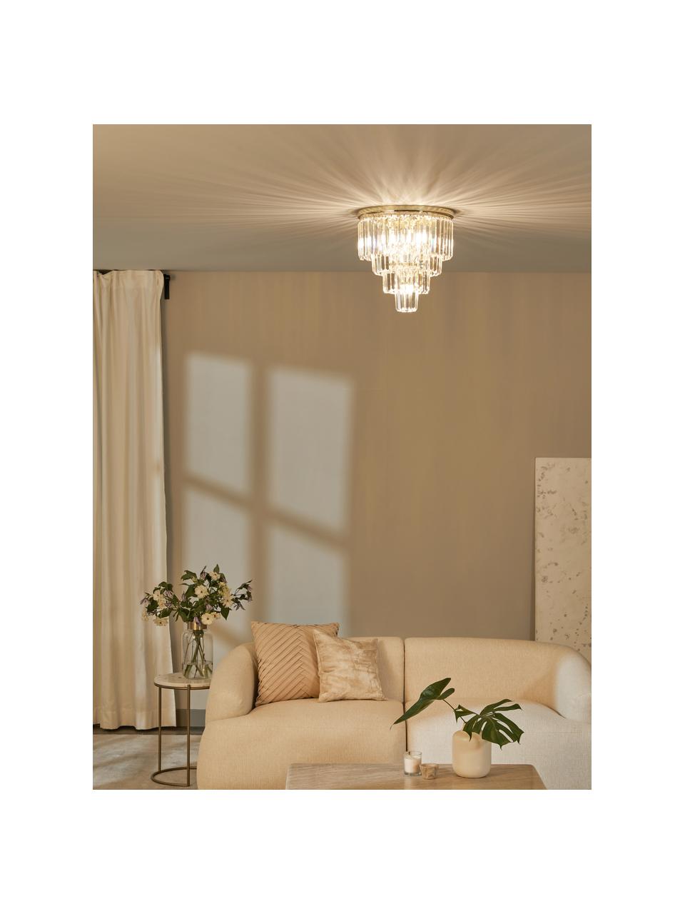 Lampa sufitowa ze szkła kryształowego Gracja, Odcienie złotego, transparentny, Ø 40 x W 40 cm