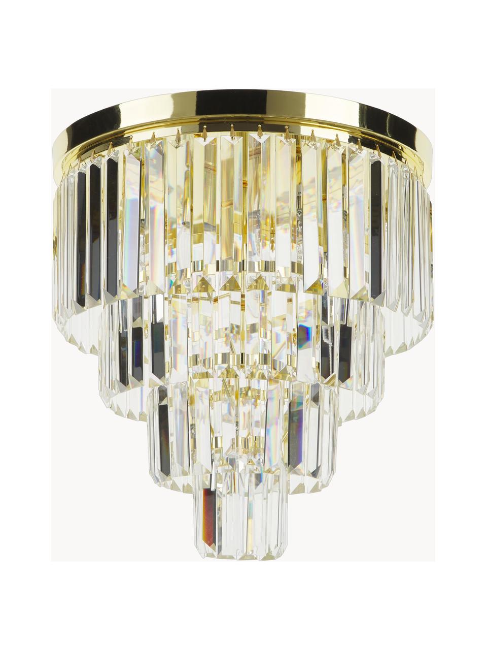 Kristalglazen plafondlamp Gracja, Lampenkap: glas, Transparant, goudkleurig, Ø 40 x H 40 cm