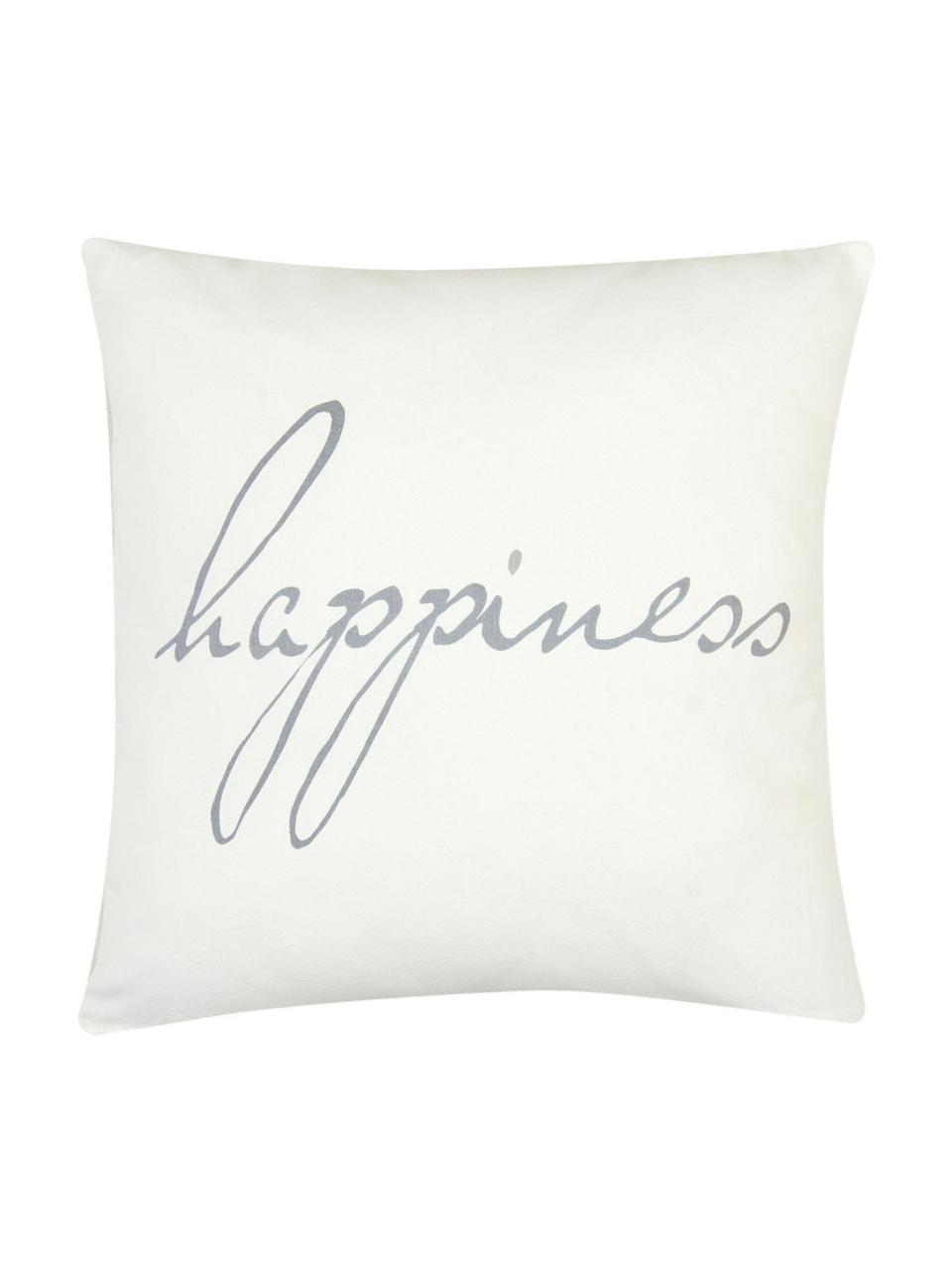 Housse de coussin 40x40 crème Happiness, Gris, crème