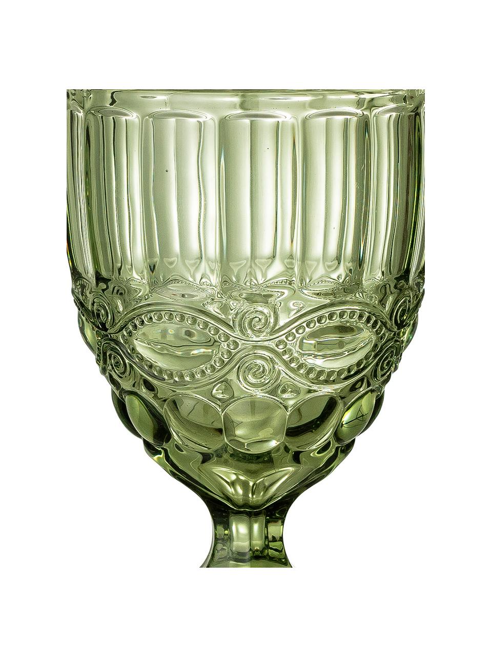 Pohár na víno Florie, 4 ks, Sklo, Zelená, Ø 9 x V 17 cm, 240 ml