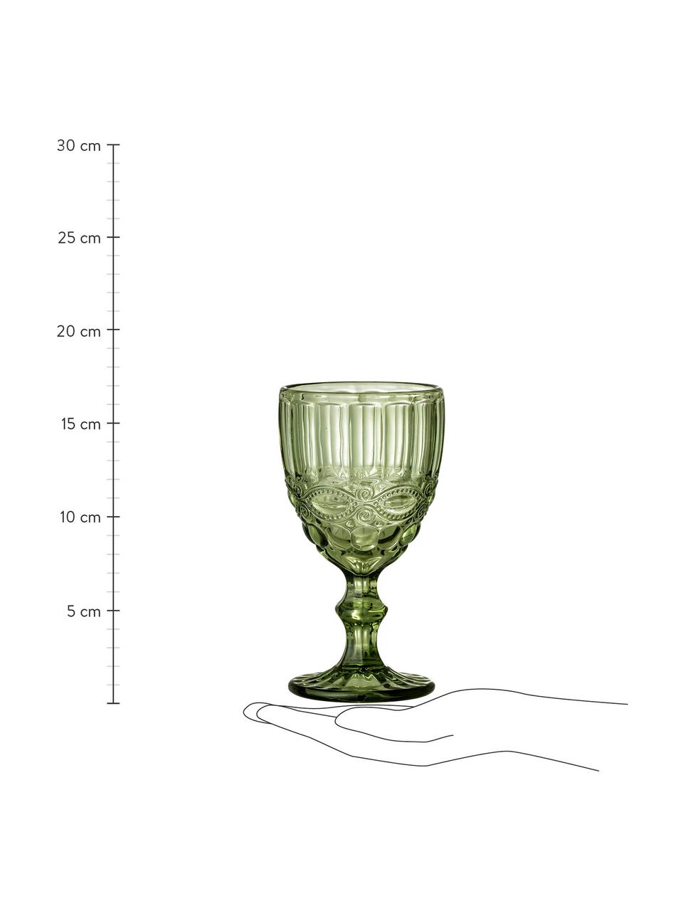 Wijnglazen Florie, 4 stuks, Glas, Groen, Ø 9 x H 17 cm, 240 ml