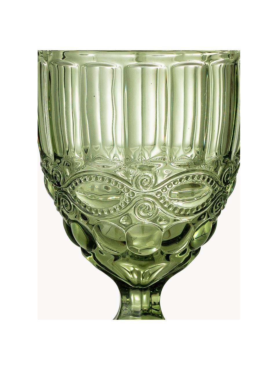 Weingläser Florie, 4 Stück, Glas, Grün, transparent, Ø 9 x H 17 cm, 240 ml