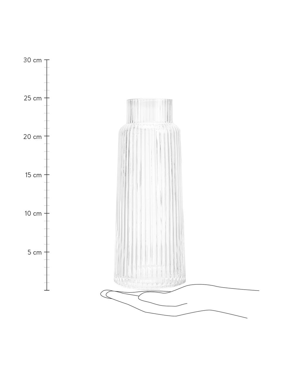 Handgemaakte waterkaraf Minna met groefreliëf, 1.1 L, Mondgeblazen glas, Transparant, Ø 10 x H 25 cm, 1.1 L
