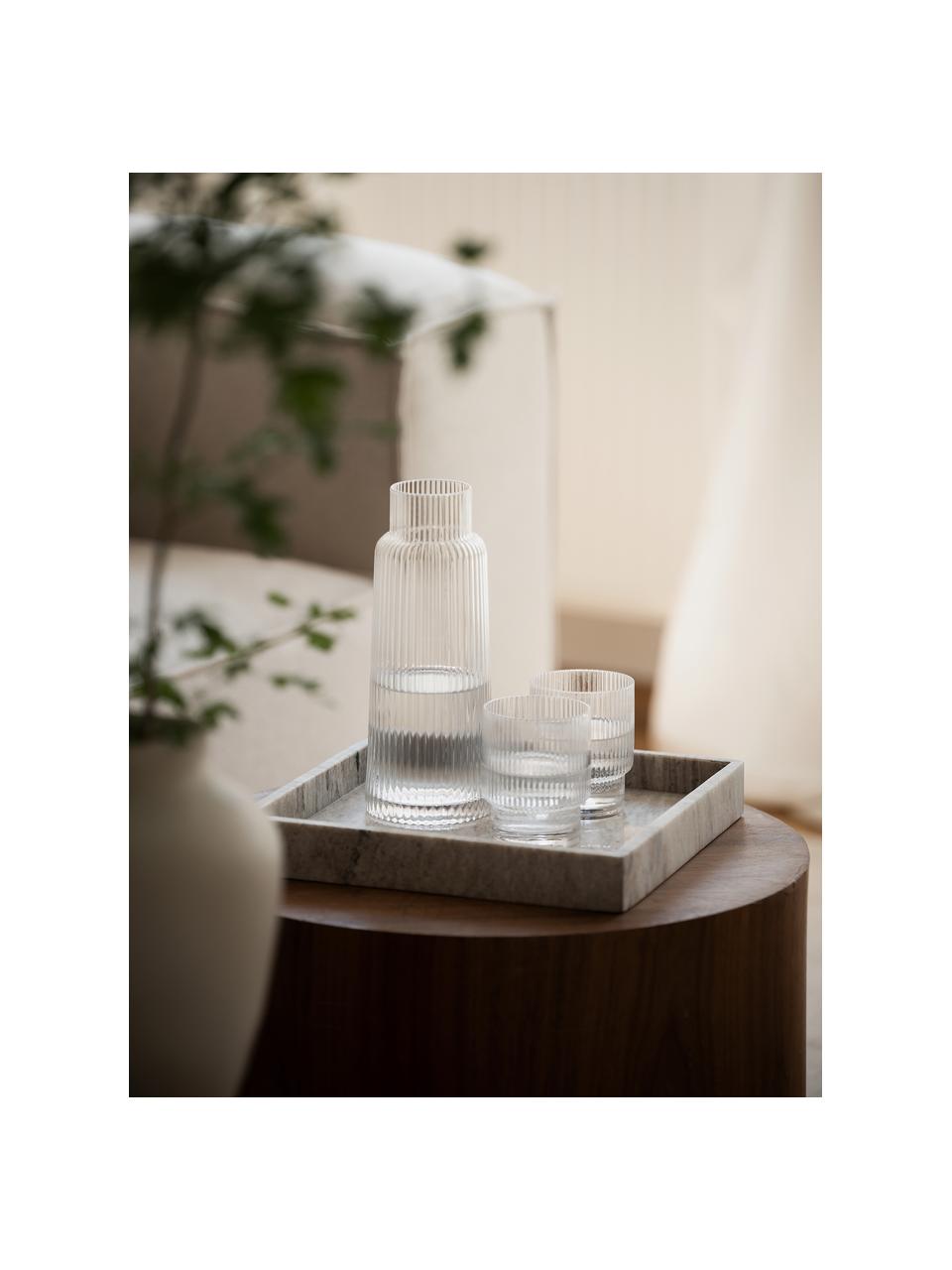 Waterkaraf Minna met groefreliëf, 1.1 L, Mondgeblazen glas, Transparant, Ø 10 x H 25 cm, 1.1 L