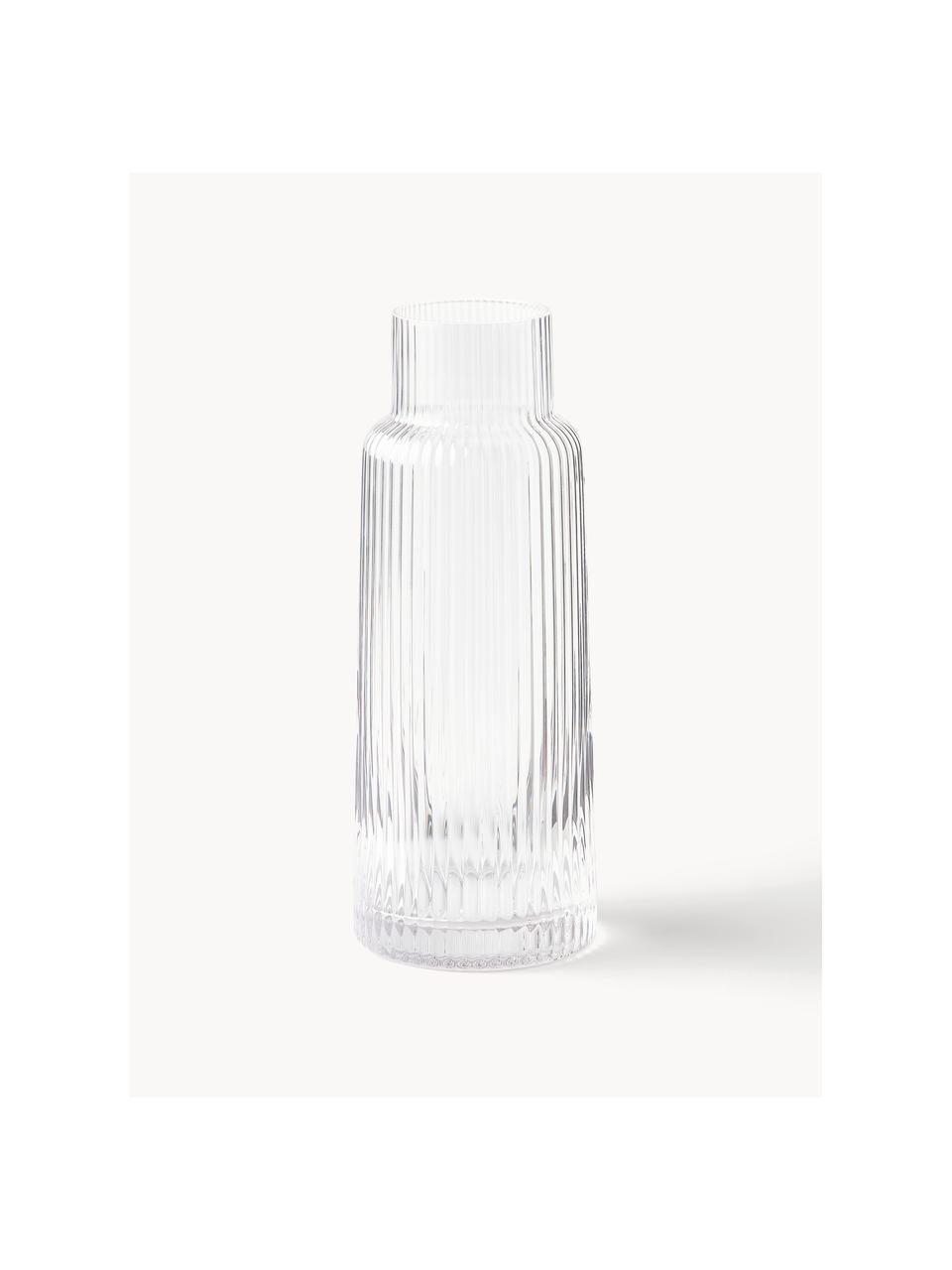 Carafe à eau artisanale en verre strié Minna, 1,1 L, Transparent, 1,1 L