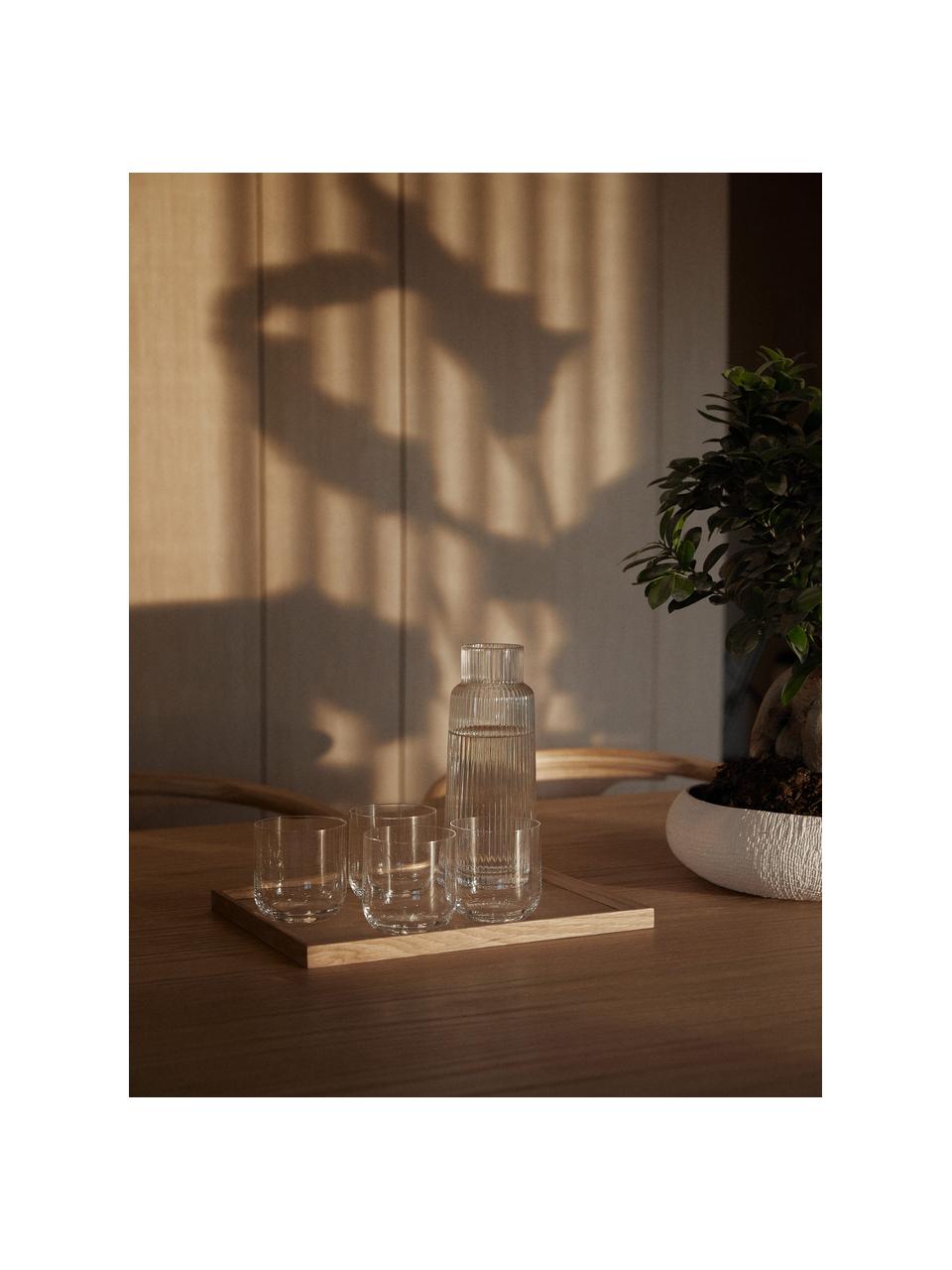 Carafe à eau artisanale en verre strié Minna, 1,1 L, Transparent, 1,1 L