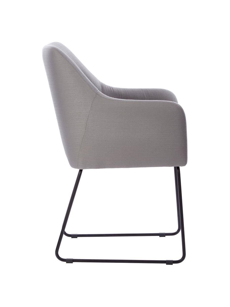 Chaise grise à accoudoirs Isla, Tissu gris, noir, larg. 60 x prof. 62 cm
